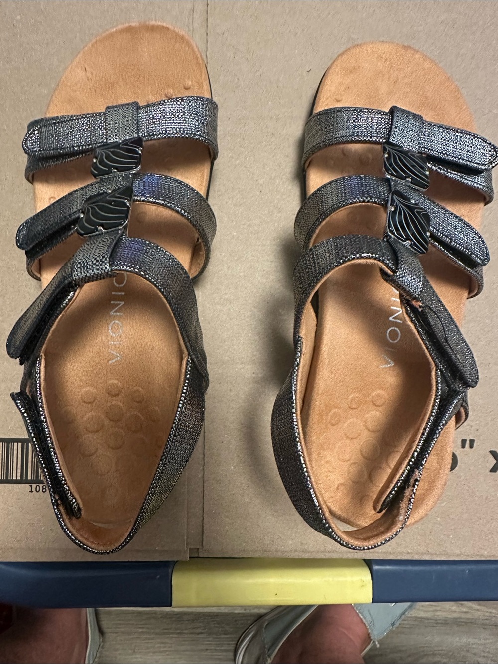 Vionic Women's Gunmetal Black Multi-Strap Comfort Sandal
